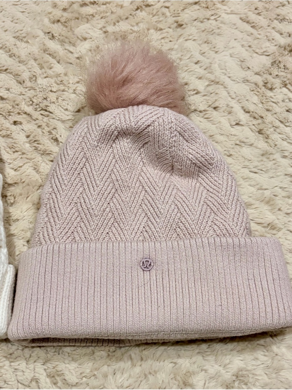 lululemon athletica Blush Pink Pom-Pom Knit Beanie